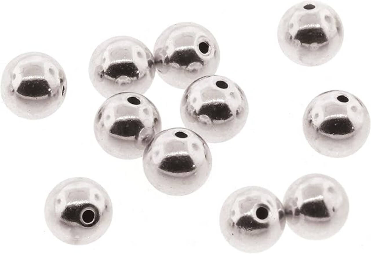 The Beadsmith Memory Wire End Caps – Round, Half Drilled Bead – 5mm, 144 Pieces Per Bag, Silver Plated – End Cap for Making Memory Wire Jewelry, Bracelets, Rings and Necklaces